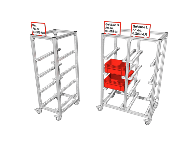 modul tec - Durchlaufregal aus Aluprofil