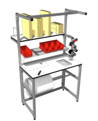 Arbeitstisch aus Aluprofil - Verpackungsarbeiten